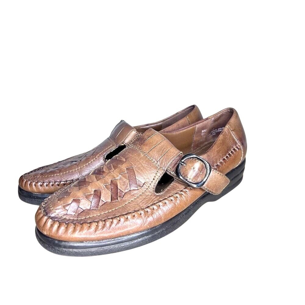 Dr. Scholl's Brown Woven Leather Clog Mules